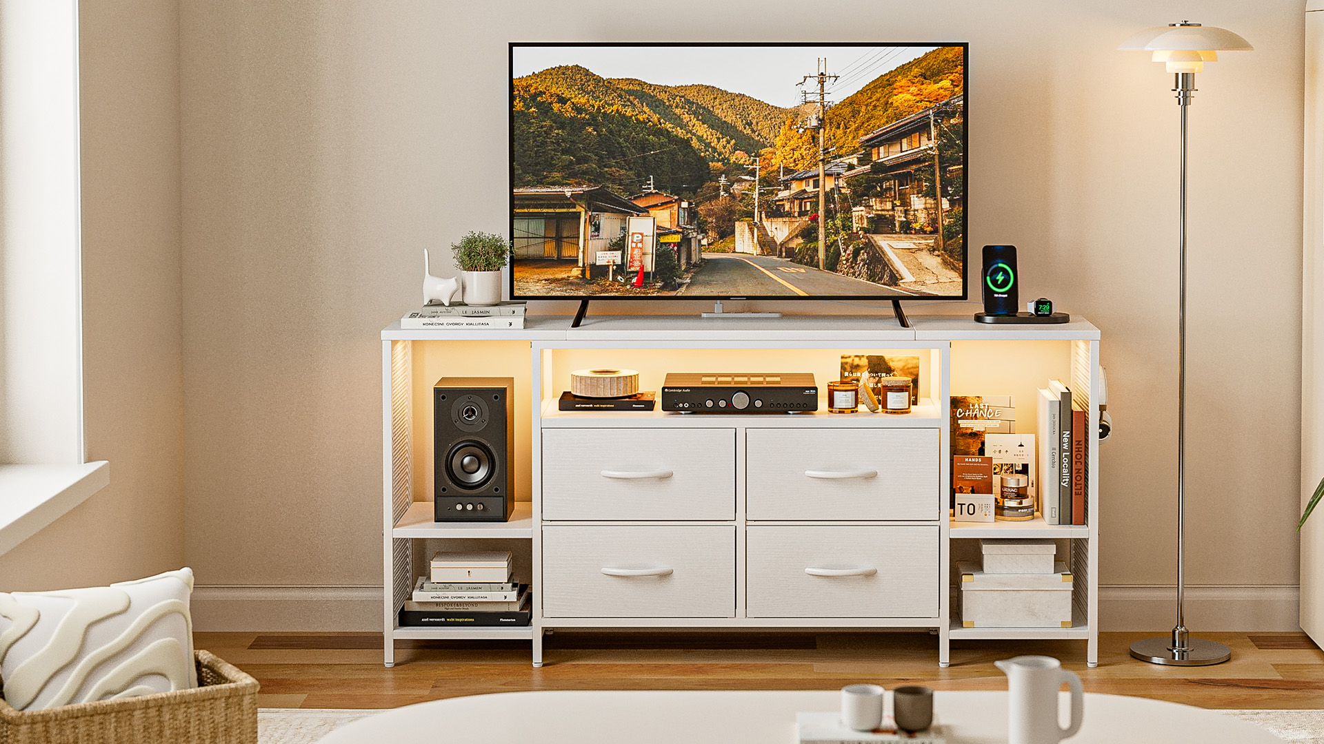 Amazon｜IKIFLY テレビ台 テレビボード 収納チェストロータイプ棚付き